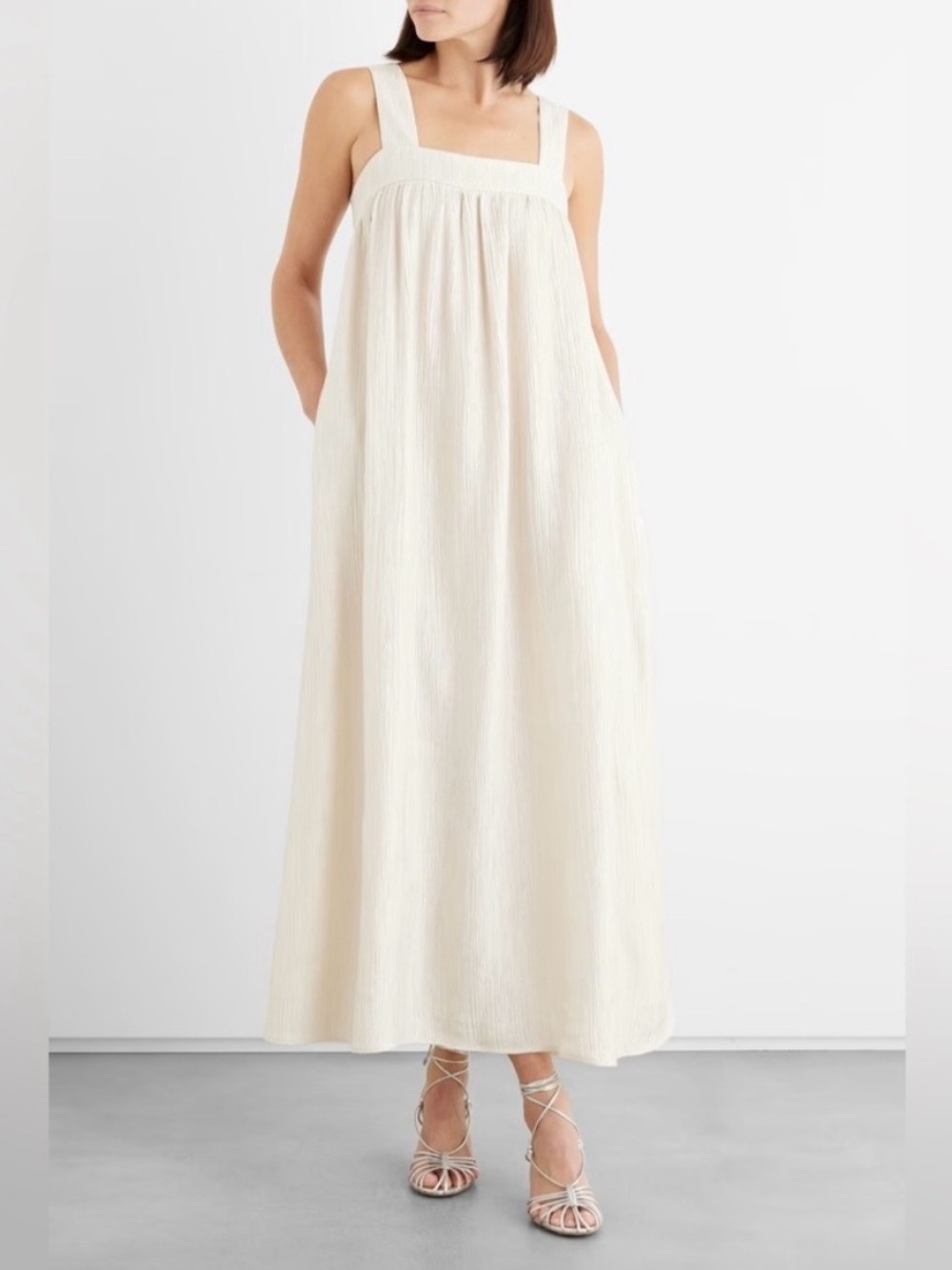 IRIS & INK Celeste crinkled-satin midi dress
